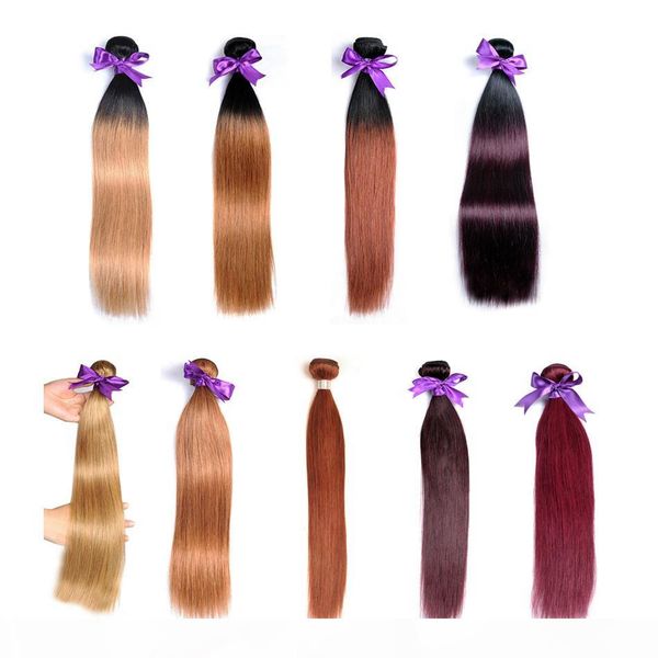 

качество перуанский virgin hair straight 3 связки 300г браун ombre человеческих волос пучки t1b27 30 99j бразильского виргинские человечески, Black