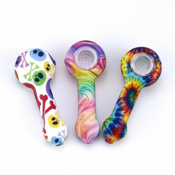 Fumar tubos bong tigela de vidro tigela cor tubos de silicone engrossar tabaco fumo dicas para colher pyrex sopro processo bongos acessórios de fumo