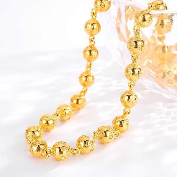 

luxury soft titanium gold 14k beaded necklace for men's wedding anniversary gifts exquisite overbearing solid chain jewelry male1, Silver