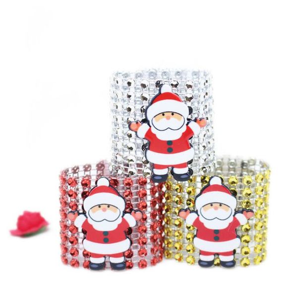 

plastic napkin ring christmas rhinestone wrap santa claus chair buckle l wedding supplies home table decoration 3 color dhe2373