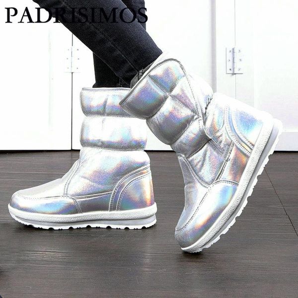 

padrisimos winter fashion women boots mixed natural wool female warm boots waterproof thick fur silver lady snow jsh-m903, Black