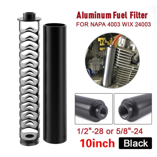 

10 inch spiral 1/2-28 5/8-24 single core aluminum tube car fuel filter solvent trap for napa 4003 wix 24003 filters