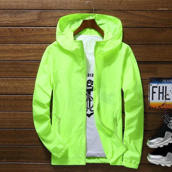 

men waterproof wind breaker coat zipper hoodie jacket quick drying sport outwear d881, Tan;black