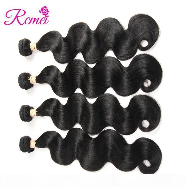 

rcmei mongolian body wave 4 bundels matural color human hair extension 8-28 inch weave remy hair bundles 4pcs package, Black