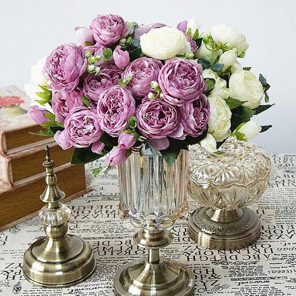 

floral bouquet fake flower artificial silk 1 bunch french rose arrange table daisy wedding flowers decor party accessory flores1
