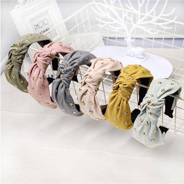 

new fashion women hair accessories soft gold star hairband soft handmade hair hoop casual turban wholesale, Slivery;white