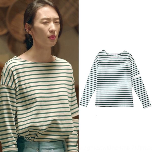 

the shopkeeper's live broadcast of the same striped long sleeve by tong yao t-shirt t-shirt and gu jia tyi5j, White