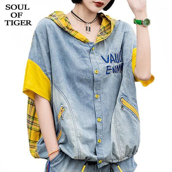 

of tiger new 2020 summer korean fashion ladies plaid jackets womens vintage hooded coats female casual streetwear plus size1, Black;brown