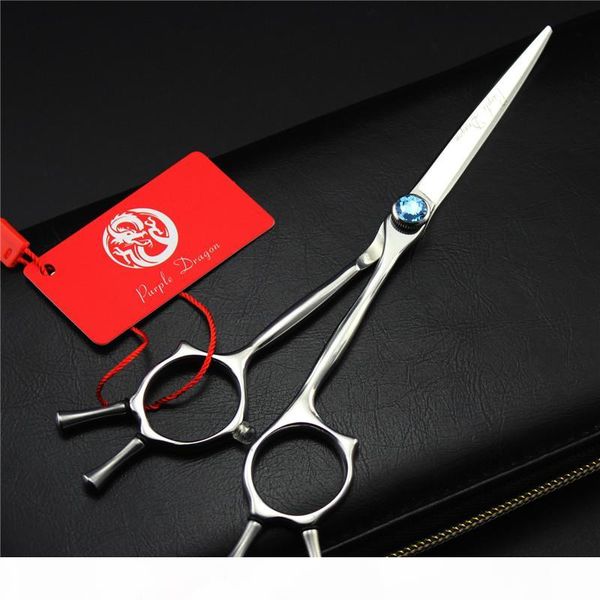 

purple dragon 6 inch professional-hair-cutting-shears barber knife sliver titanium salon hair scissors japan 4400c high quality