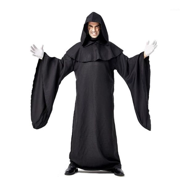 

chamsgend men's halloween casual performance long sleeve solid color simple robe shirt 19sep101, Tan;black