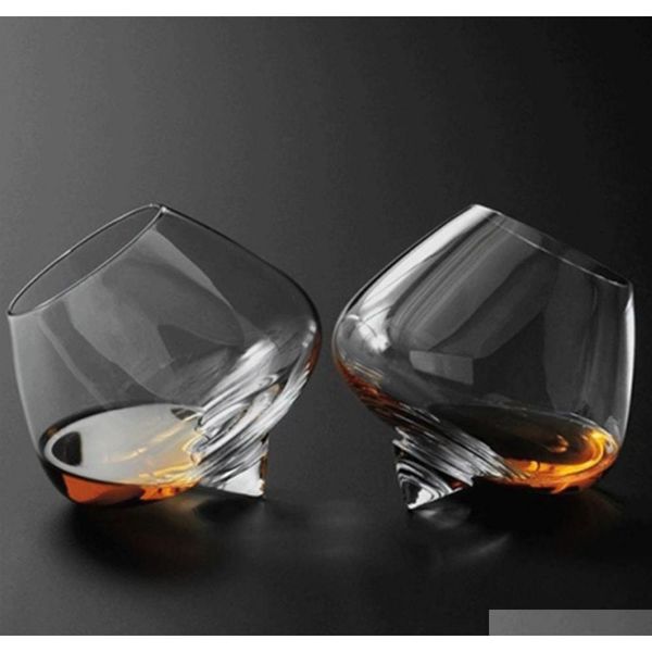 

2pcs/set crystal wine glass cup swinging whiskey glasses- spirit drinking tumble transparent glasses drink cocktail beer holder nbbt8