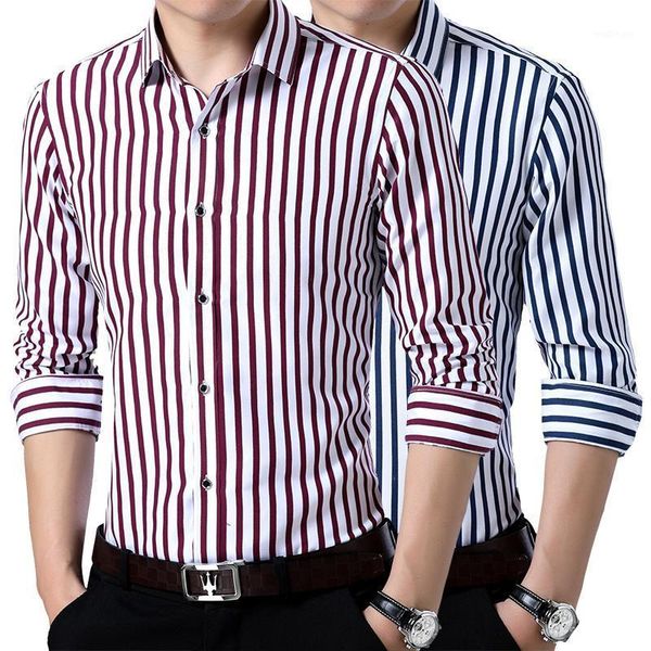 

2020 new fashion men long sleeve shirts male striped classic-fit comfort soft casual button-down shirt casual male shirt 1, White;black