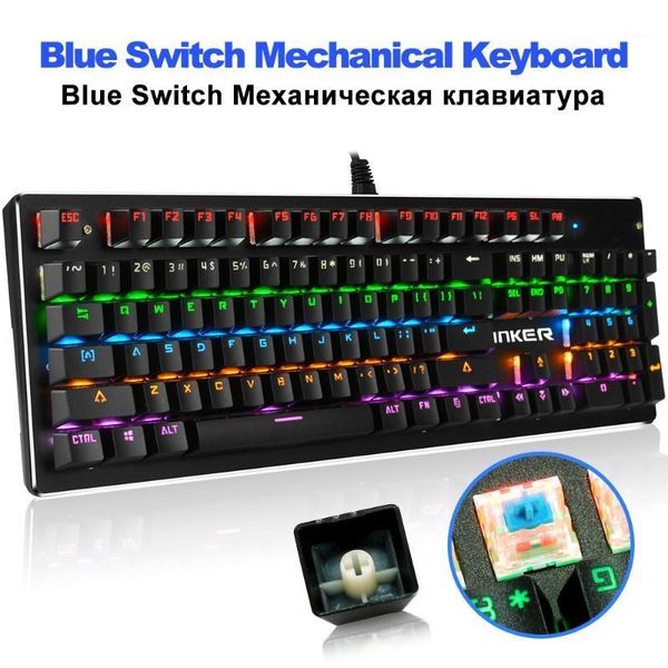 

mechanical keyboard 104 keys blue switch 13 led backlit mode gaming keyboards for lapdeskwired usb teclado1