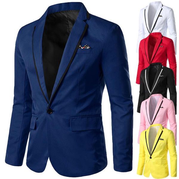 

homme slim fit for men 2021 stylish casual solid blazer business wedding party outwear coat suit top, White;black