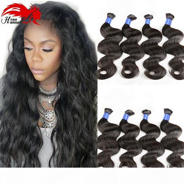 

micro mini braiding bulk hair hannah product unproceseed bulk hair for braiding 3pcs body wave human no weft brazilian hair, Black