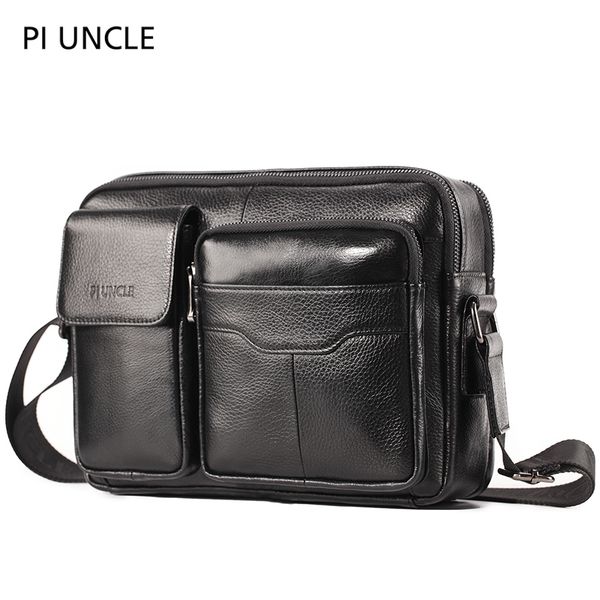 

piuncle brand genuine leather men's small briefcase shoulder messenger handbags vintage cross body bag tote business office bags