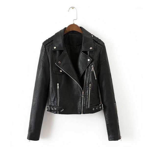 

spring 2020 new women's casual long sleeve fit coat lapel zipper jacket street fashion women's wear1, Black;brown
