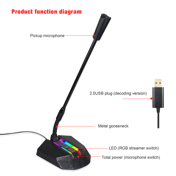 

zk30 bendable stand mic with holder for deskpc adjustable usb lapmicrophone mini studio speech microphone