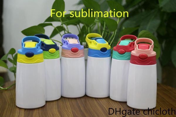 

12oz sublimation sippy cup 350ml sublimation children water bottle with straw lid portable stainless steel drinking tumbler for kids 6colors