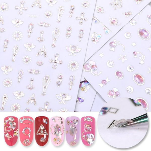 

stickers & decals 1 sheet mix patterns rhinestone 3d nail sticker art transfer paper nails decorations diy design, Black