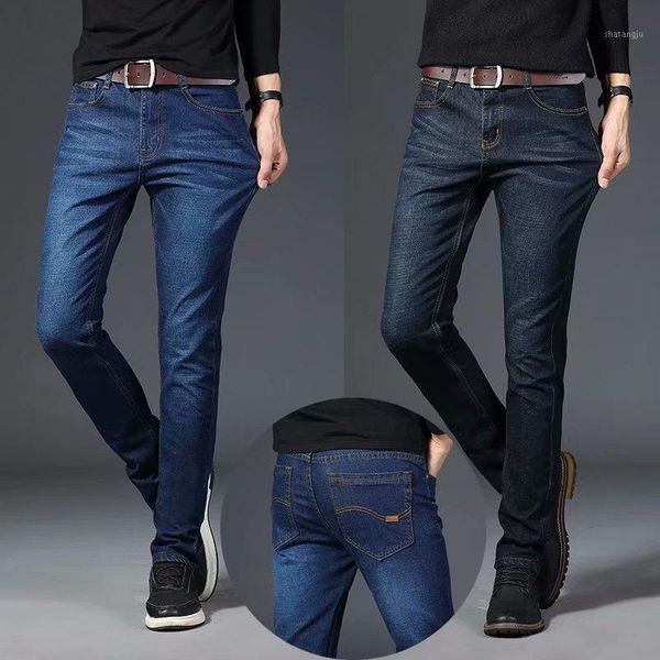 

spring autumn 2020 fashion new stretch jeans men's korean trendy black casual pants boys loose large size 40 straight pants1, Blue