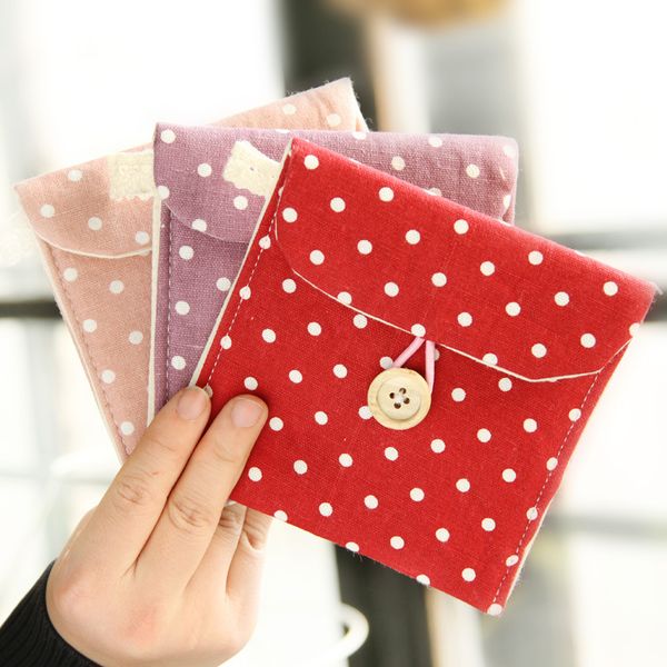 

korea dot change purse key bag zipper coin print wholesale purse womens, Red;black