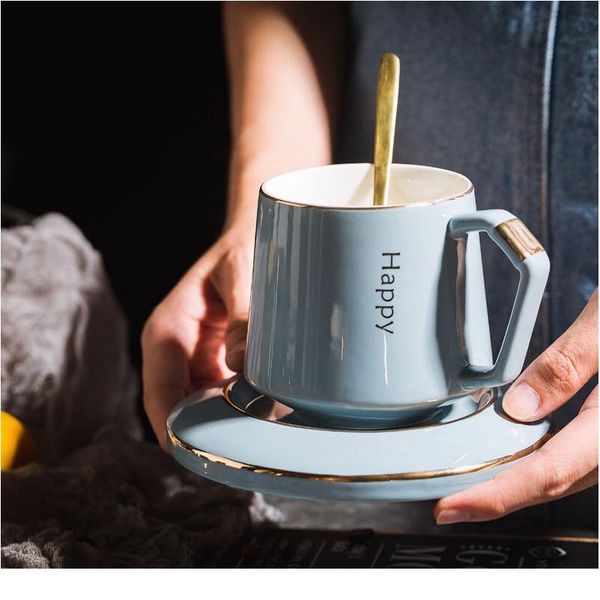 

380ml creative coffee cup set ceramic breakfast milk cup afternoon tea cup european simple style water cafe wit bbymii
