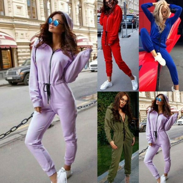 

4 color women sports tracksuit v-neck zip up sweatshirt yoga pants yoga sports casual hooded jumpsuit1, White;red
