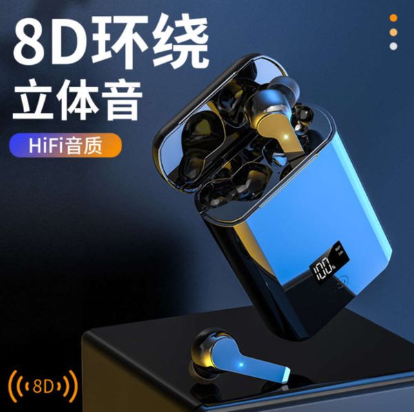 

a19 bluetooth binaural 5.0 wirels headset dual usb display mobile power bank 5000ma