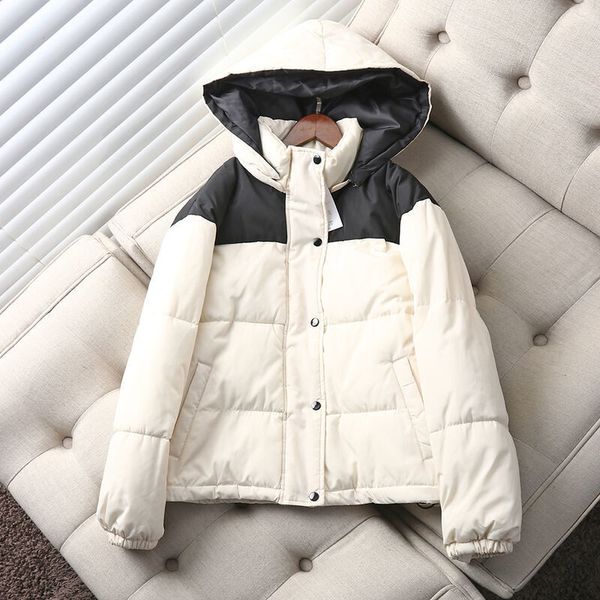 

2021 new womens patchwork quilted paddded jackets coats puffy down hooded coat cotton padded outerwear bra7, Black