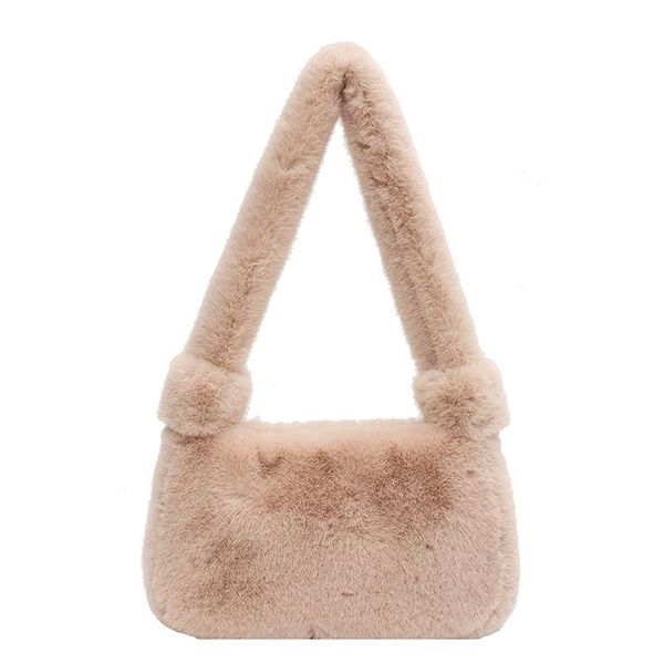 

colla new autumn winter solid color soft warm fur shoulder bags for women retro female fluffy plush underarm purses and handbags