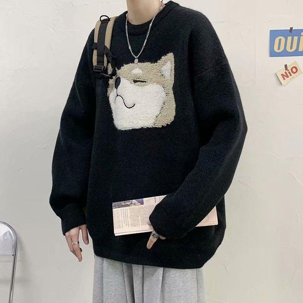 

men's sweaters sweater men's loose crew neck cartoon casual coat1, White;black