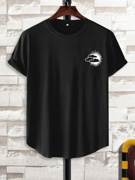 

men clouds & sun print tee a2hi#, White;black
