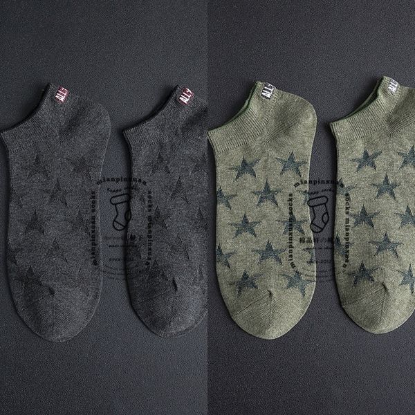 

m4muj cheemy весна лето и новый цвет прядения хлопка star моды цветок вышитые мужской темно носки лодка socksembroidered лодка sockssha, Black