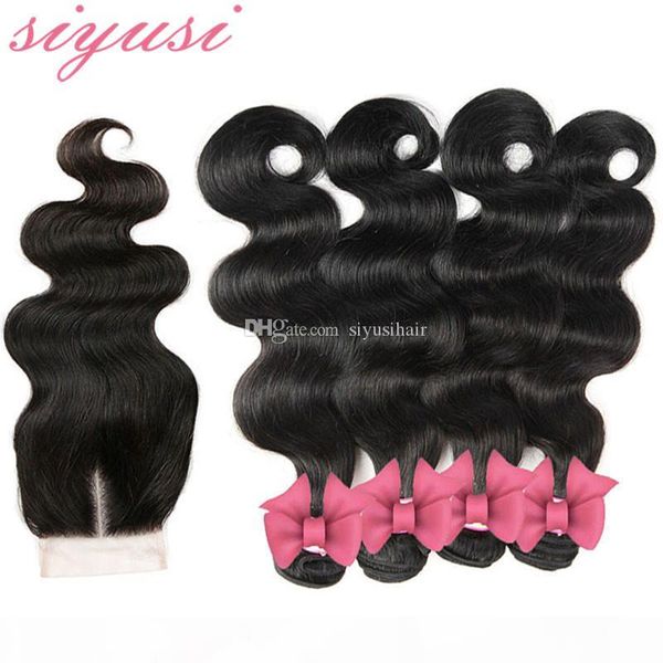 

brazilian virgin hair with closure unprocessed 3 4 bundles hair and 1 bundle lace closure wholesale price brazilian body wave, Black;brown