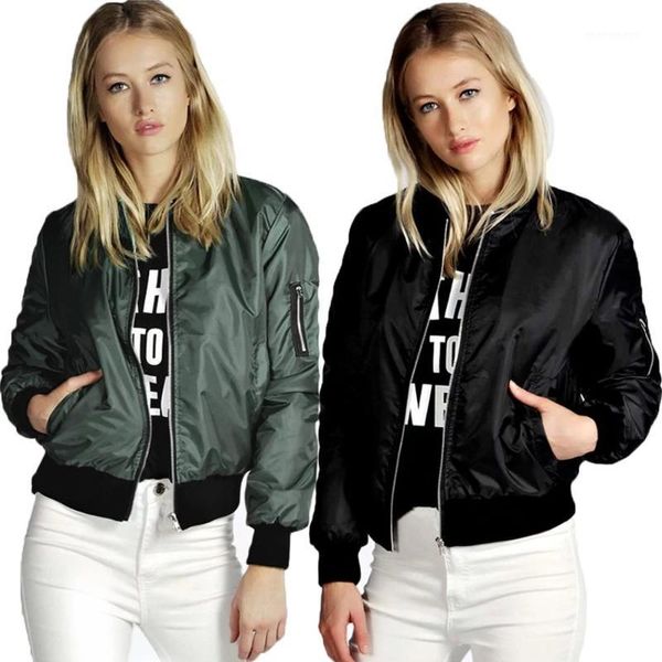 Frauen Jacken Großhandel - Frauen Bomberjacke 2021 Damen Kurzmantel Weibliche Kleidung Rot Schwarz Armee Grüne Baumwolle Poly gemischt Thin S-XL1