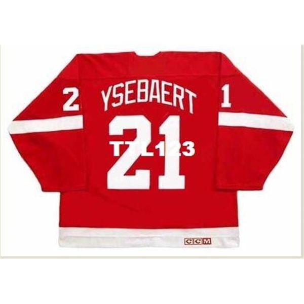 

740 #21 paul ysebaert detroit red wings 1991 ccm vintage hockey jersey or custom any name or number retro jersey, Black