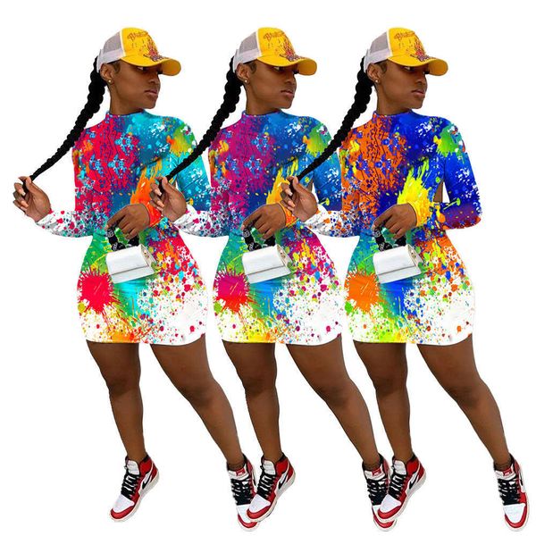 

long w8118 sleeve design cool graffiti open back nightclub long dress, White