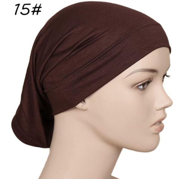 

women fashion turban cap bandanas soft cotton head scarf solid hijab hat simple underscarf female headwrap hair accessories bbyfgb, Black