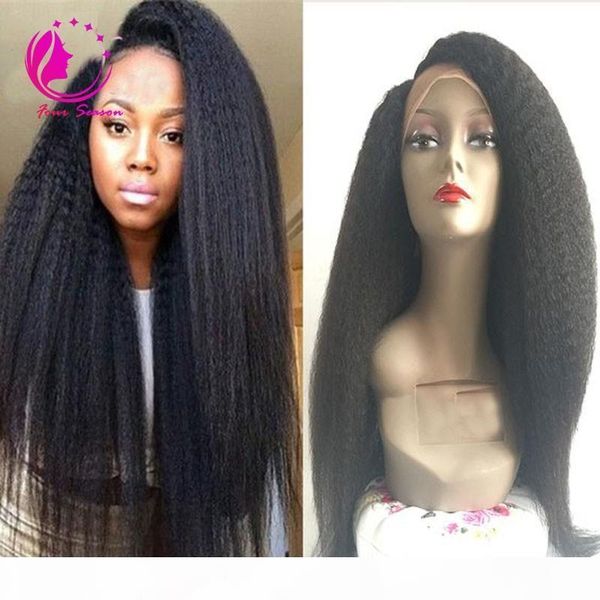 

full lace human hair wigs virgin peruvian hair kinky straight lace front wigs human hair lace wigs for black women, Black;brown