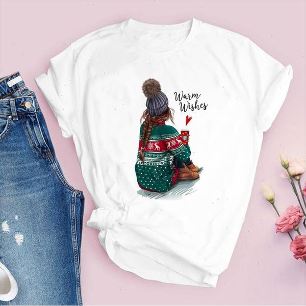 

tees for women print cartoon 90s fashion merry christmas ladies clothes lady clothing female t shirt graphic t shirt, White