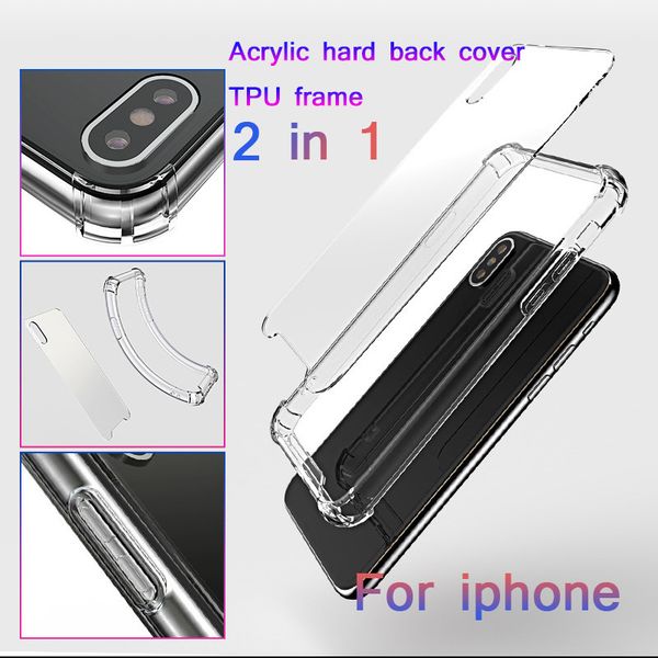 

acrylic tpu 2 in 1 clear phone case for iphone 12 pro max airbag shockproof transparent protective cover for iphone 11 xs 8