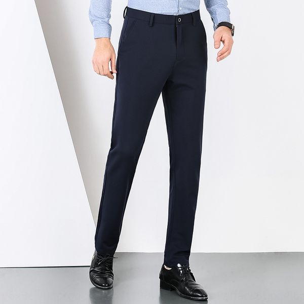 

осень и зима брюки новый стиль случайные штаны четыре стороны эластичной корейских мужчин брюки прямой трубка середина талия случайных брюки, Blue