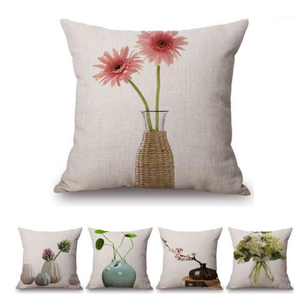 

elegant nordic table flower bottles home decorative sofa throw pillow case living room decoration art cotton linen cushion cover1