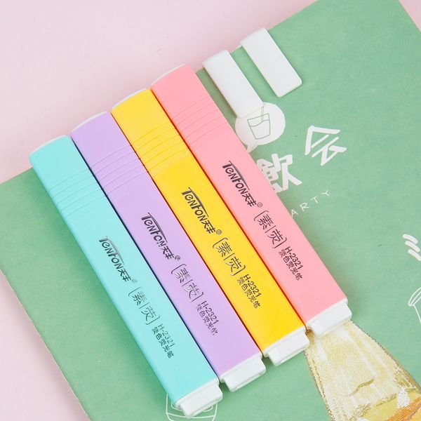 

6 pcs/set oblique single head color highlighter pen mildliner colors fluorescent markers gift school&office stationery