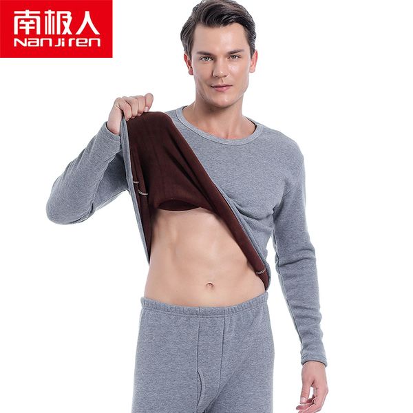 NANJIREN Men Brand Thermal Underwear Set Uomo Grigio Warm Casual Underwear Hight Stretch Long Johns Set Old MenThermal Pyjamas 7XL 201106