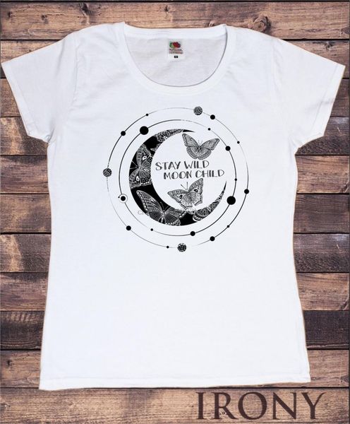 

women tee stay wild moon child butterflies moon print shirt sport hooded sweatshirt hoodie