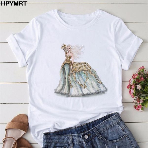 

2021 summer harajuku t shirt women sagittarius skirt printed fashion tshirts aesthetic casual cartoon graphic tee female, White