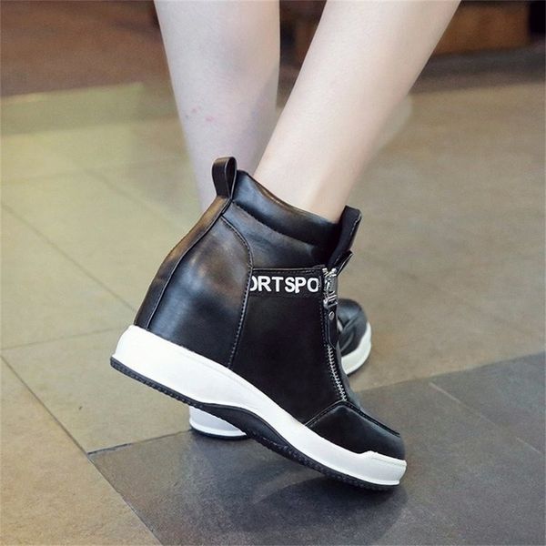 

winter fur sneakers platform woman 2021 autumn high female casual shoes wedge side zipper fashion warm snow sneakers, Black;white