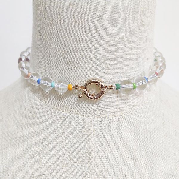 

fashion handmade beaded crystal choker necklace women gold color lasso collar necklace bohemia rainbow bridal wedding jewelry, Golden;silver